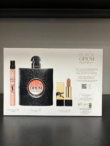 Black Opium By Yves Saint Laurent 90ml Edp Spray + 10ml Edp Spray +net .wt. 0.04 .oz lipstick 3Pcs GiftSet