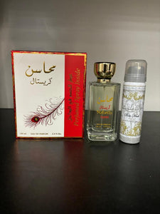 Mahasin Crystal by Lattafa 100ml edp spray 2pcs giftset