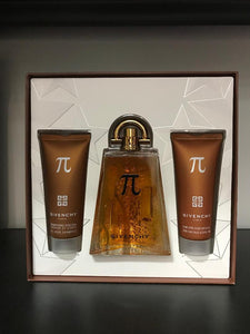 Pi by Givenchy 100 ml Edt Spray + 75 ml de shampooing + 75 ml de baume après-rasage 3 pièces coffret cadeau pour hommes