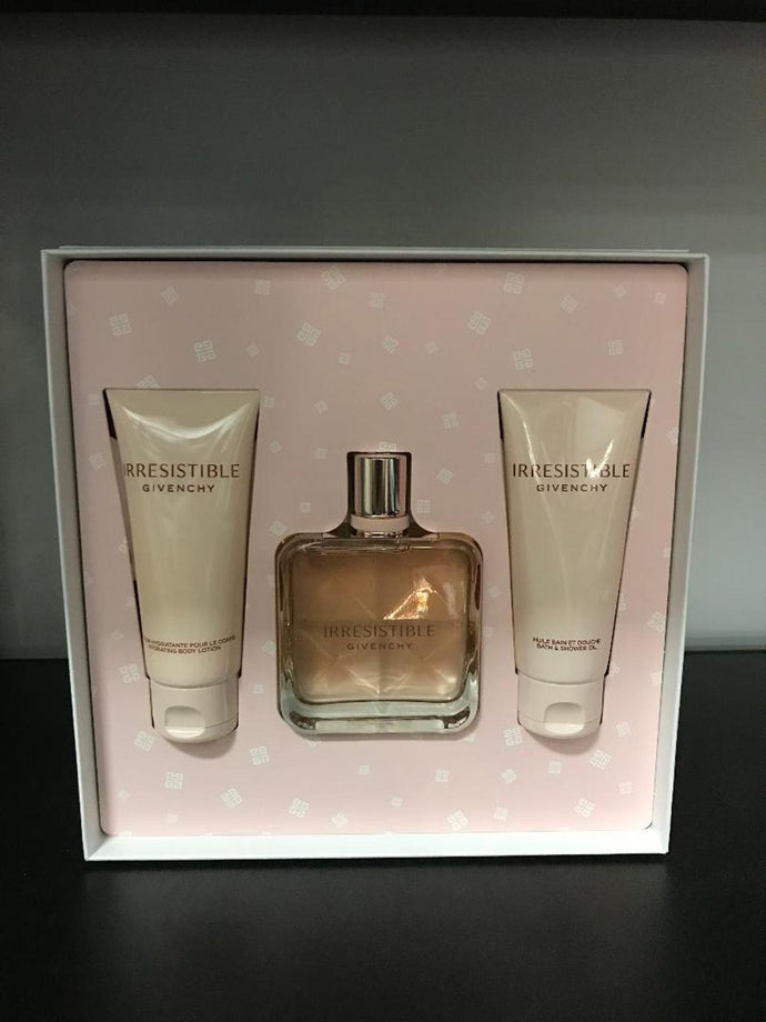 Irrésistible Givenchy par Givenchy 80 ml Edp Spray + 75 ml de lotion pour le corps + 75 ml d'huile de bain et de douche 3 pièces coffret cadeau pour femme