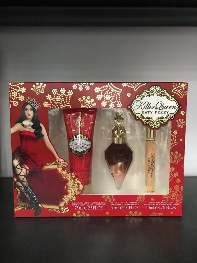 Killer Queen de Katy Perry Edp Spray 30 ml + Rollerball 10 ml + Lotion pour le corps 75 ml