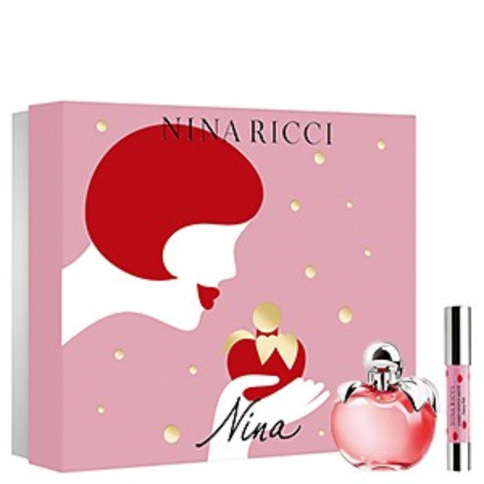 Nina by Nina Ricci 50 ml EDT Spray + 2,5 g Fancy Pink Jumbo Rouge à lèvres mat 2 pièces coffret cadeau pour femme