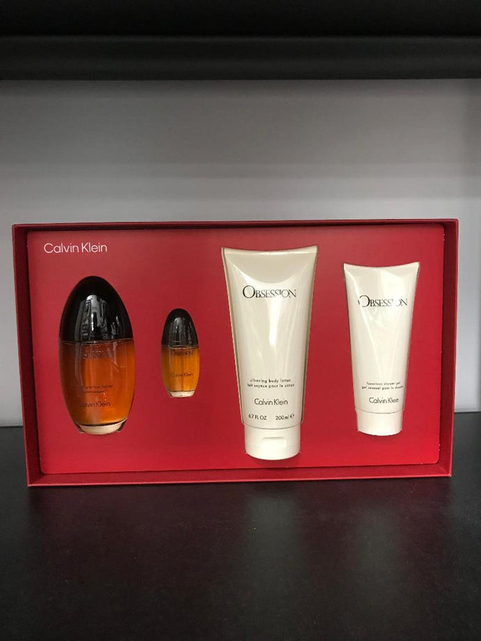 Obsession de Calvin Klein Edp 100 ml + Spray Edp 15 ml + Lotion pour le corps 200 ml + Gel pour le corps 100 ml