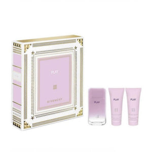 Play For Her de Givenchy 75 ml EDP Spray 75 ml lotion pour le corps 75 ml gel de bain 3 pièces coffret cadeau pour femme