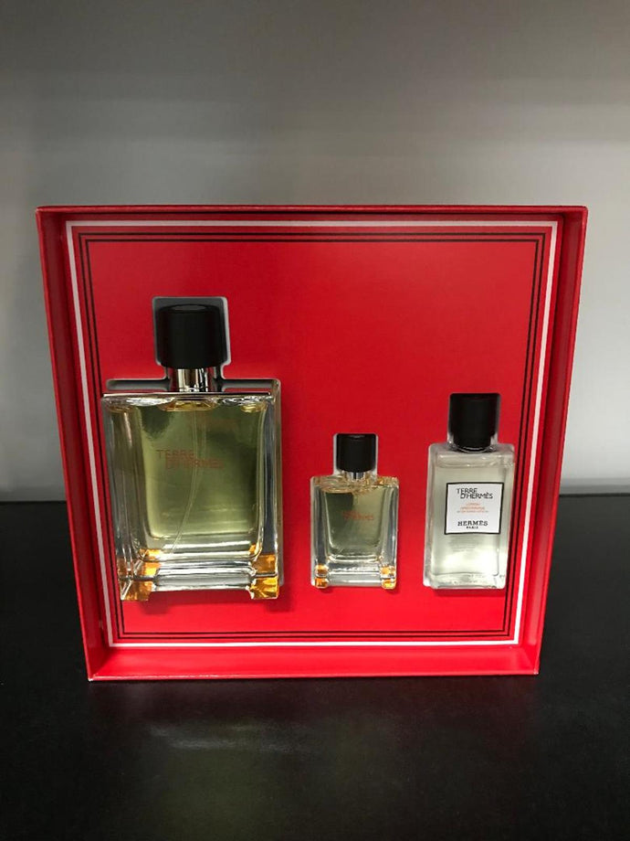 Terre d'Hermès par Hermès 100 ml Edt Spray + 12,5 ml Edt Spray + 40 ml lotion après-rasage 3 pièces coffret cadeau pour homme