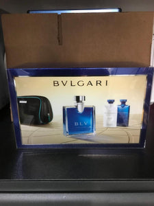 BLV Pour Homme by Bvlgari 100ml Edt Spray 75ml Gel 75ml After Shave Balm 1Pcs Bag 4Pcs Giftset For Men