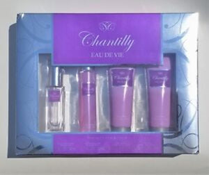 Chantilly Eau de Vie de Dana 30 ml Edt Spray 50 ml Brume parfumée fine 75 ml Lotion pour le corps 75 ml Gel douche